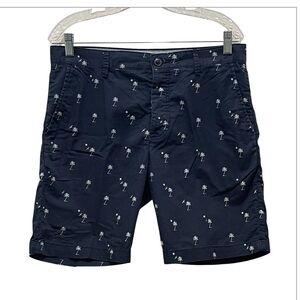 J.CREW 9” Flamingo Print Flat Front Men’s Blue Shorts Size 33